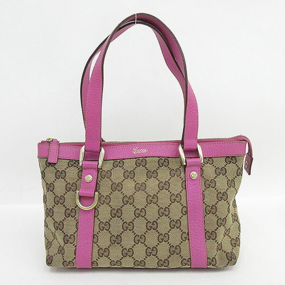 Gucci Canvas Pink GG Bag Tote Abbey Beige - Picture 2 of 11